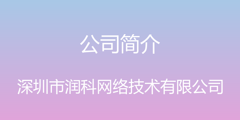 公司简介 - 深圳市润科网络技术有限公司