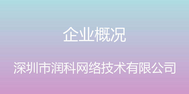 企业概况 - 深圳市润科网络技术有限公司